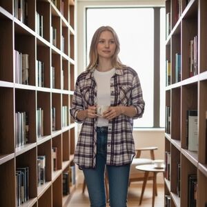 Christopher & Banks Purple Plaid Blouse